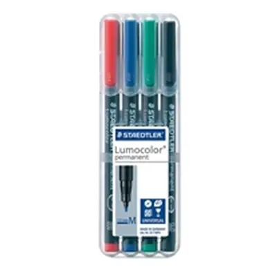 Staedtler Lumocolour Universal Pen Permanent Medium Assorted (4 Pack)