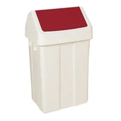 Plastic Swing Top Bin 50 Litre White With Red Lid