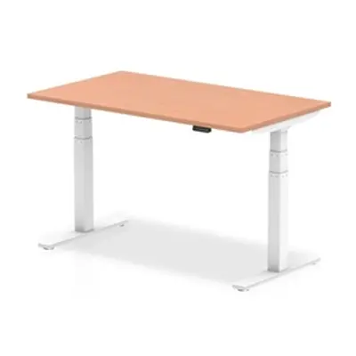 Air 1400/800 Beech Height Adjustable Desk With White Legs - HA01022