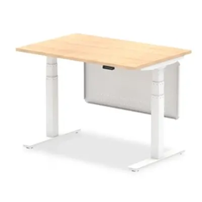 Air 1200x800 Height Adjustable Desk Maple White Leg Modesty Panel