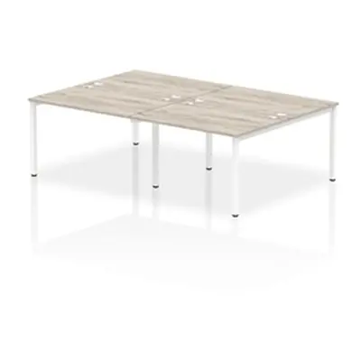 Impulse Bench B2B 4 Person 1200 White Frame Office Bench Desk Grey Oak