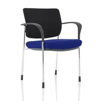 Brunswick Deluxe Black Fabric Back Chrome Frame Seat Blue With Arms