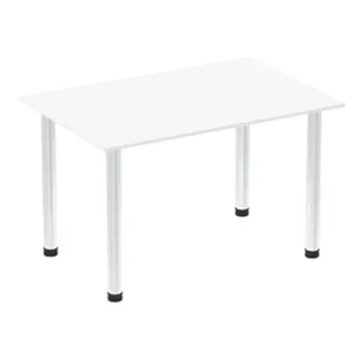 Impulse 1200mm Straight Table White Top Chrome Post Leg