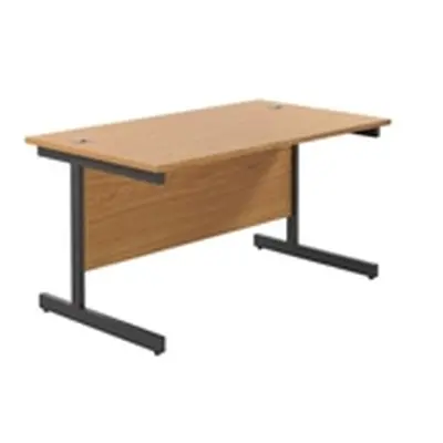 1400x800 Single Upright Rectangular Desk Nova Oak-Black