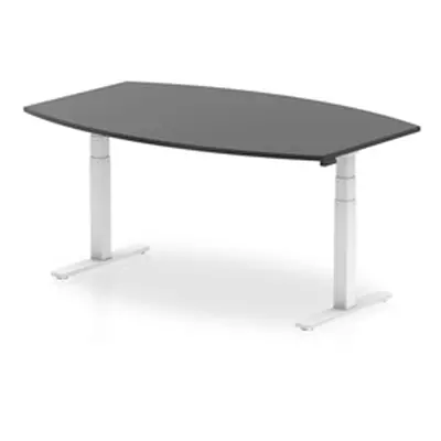 High Gloss 1800mm Writable Boardroom Table Black Top White Leg