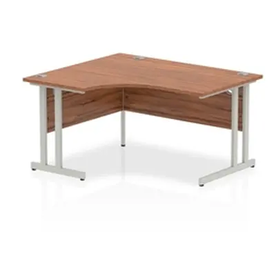 Impulse 1400mm Left Crescent Desk Walnut Top Silver Cantilever Leg