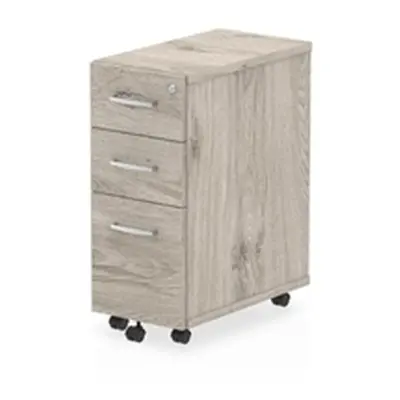 Impulse 3 Drawer Narrow Under Desk Pedestal Grey Oak