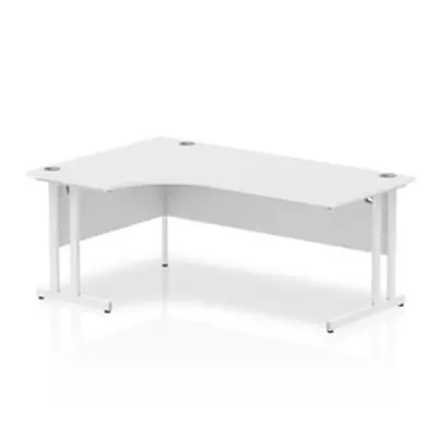 Impulse 1800mm Left Crescent Desk White Top White Cantilever Leg