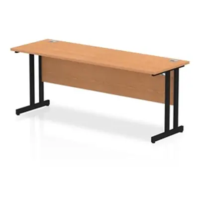 Impulse 1800 x 600mm Straight Desk Oak Top Black Cantilever Leg