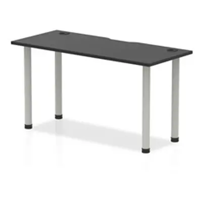 Impulse Black 1400 x 600mm Straight Table Black CP Silver Leg