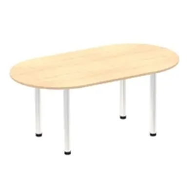 Impulse 1800mm Boardroom Table Maple Top Brushed Aluminium Post Leg