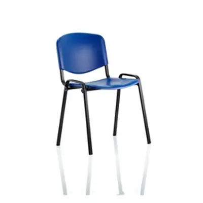 ISO Stacking Chair Blue Poly Black Frame Without Arms