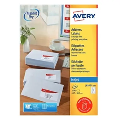 Avery Inkjet Address Labels 63.5x38.1mm 21 Per Sheet White (2100 Pack)