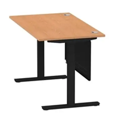 Air 1400x800 Height Adjustable Desk Oak CP Black Leg Modesty Panel