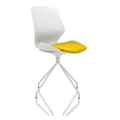 Florence Spindle White Frame Visitor Chair With Senna Yellow