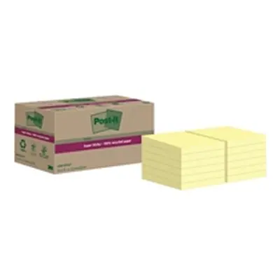 Post-it Super Sticky Recycled 47.6x47.6mm Yellow (Pack of 12)