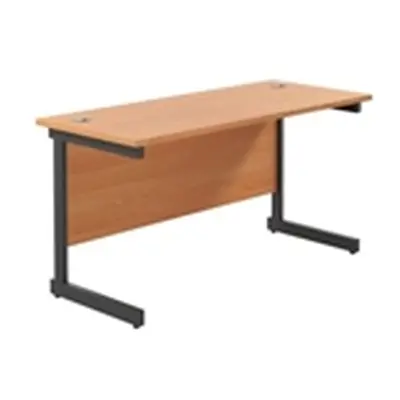 1200x600 Single Upright Rectangular Desk Beech-Black