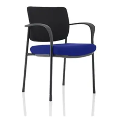 Brunswick Deluxe Black Fabric Back Black Frame Seat Blue With Arms