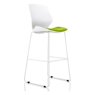 Florence White Frame High Stool in Bespoke Seat Myrrh Green