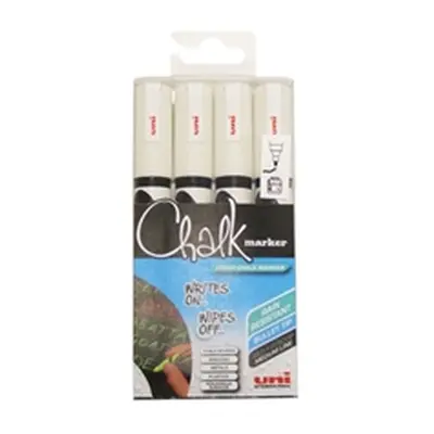 Uni-Ball UniChalk Chalk Marker Medium White (4 Pack)