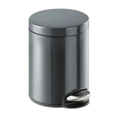 Durable Round Powder Coated Metal Pedal Bin 5 Litre Charcoal 341058