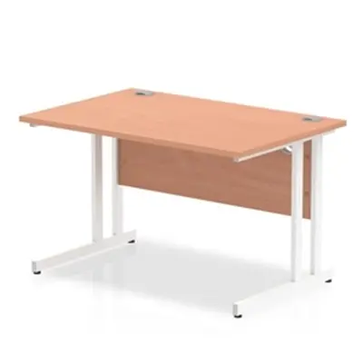 Impulse 1200/800 Rectangle White Cantilever Leg Desk Beech - MI001674