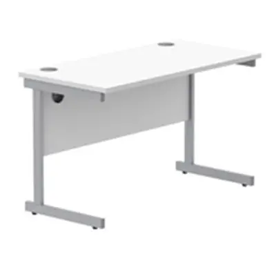 Office Rectangular Desk Steel Single Cantilever 1200X600 White/Silver