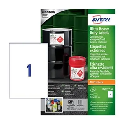 Avery B4775-50 Ultra Resistant Labels 50 sheets - 1 Labels per Sheet