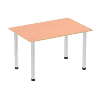 Impulse 1400mm Straight Table Beech Top Brushed Aluminium Post Leg