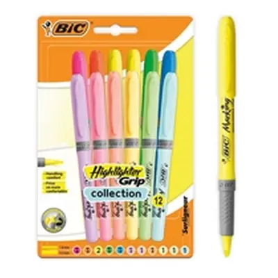 Bic Highlighter Grip Pastel Assorted (12 Pack)