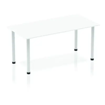 Impulse Straight Table 1400 White Post Leg Silver - IPLST14WHT