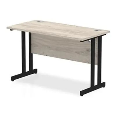 Impulse 1200 x 600mm Straight Desk Grey Oak Top Black Cantilever Leg