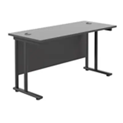 1400x600 Twin Upright Rectangular Desk Black-Black