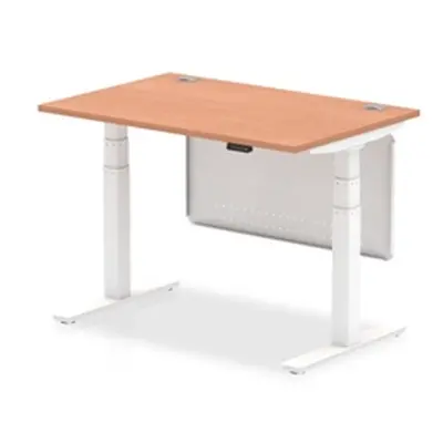 Air 1200x800 Height Adjustable Desk Beech CP White Leg Modesty Panel