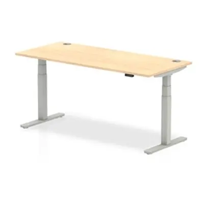 Air 1800x800mm Height Adjustable Desk Maple Top Cable Ports Silver Leg