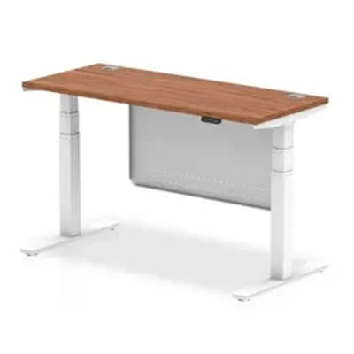 Air 1400x600 Height Adjustable Desk Walnut CP White Leg Modesty Panel