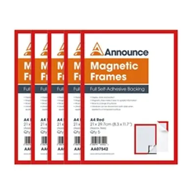 Announce Magnetic Frames A4 Red (5 Pack) AA07542