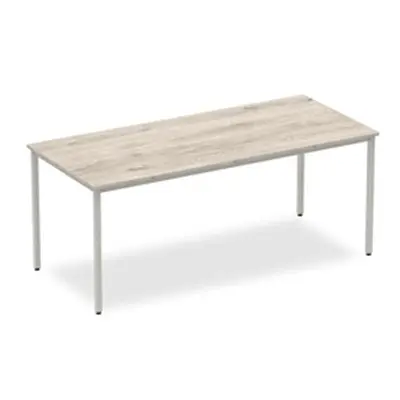 Impulse 1800mm Straight Table Grey Oak Top Silver Box Frame Leg