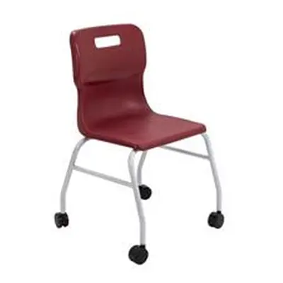 Titan Move 4 Leg Chair With Castors - Burgundy - T301-BU