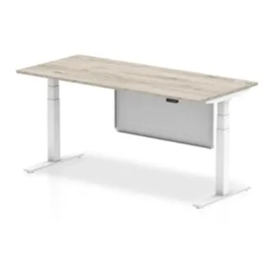 Air 1800x800 Height Adjustable Desk Grey Oak White Leg Modesty Panel