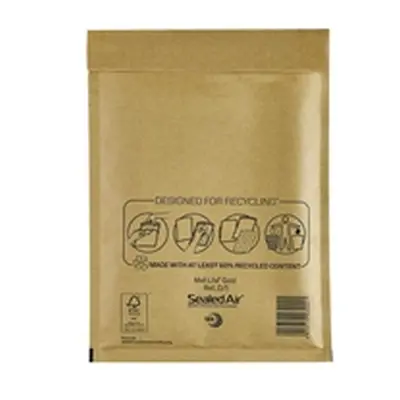 Mail Lite Bubble Postal Bag Gold D1-180x260 Pack of 100 101098093