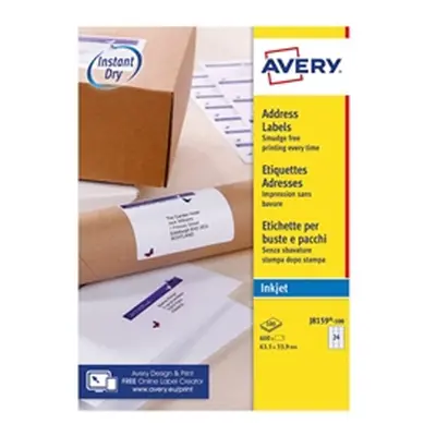 Avery Inkjet Address Labels 63.5x33.9mm 24 Per Sheet White (2400 Pack)