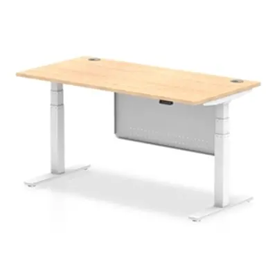 Air 1600x800 Height Adjustable Desk Maple CP White Leg Modesty Panel