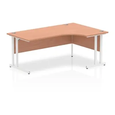 Impulse 1800mm Right Crescent Desk Beech Top White Cantilever Leg