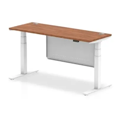 Air 1600x600 Height Adjustable Desk Walnut CP White Leg Modesty Panel