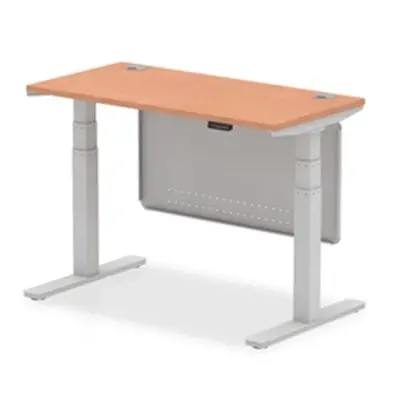 Air 1200x600 Height Adjustable Desk Beech CP Silver Leg Modesty Panel