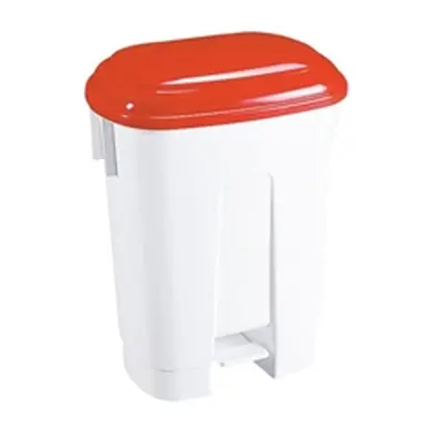 Derby 30 Litre White/Red Plastic Pedal Bin 348021