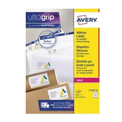 Avery Address Labels Laser Jam-free 21 per Sheet 63.5x38.1mm White