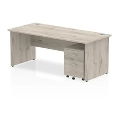 Impulse 1800x800 Desk Grey Oak Panel Leg+ Mobile Ped