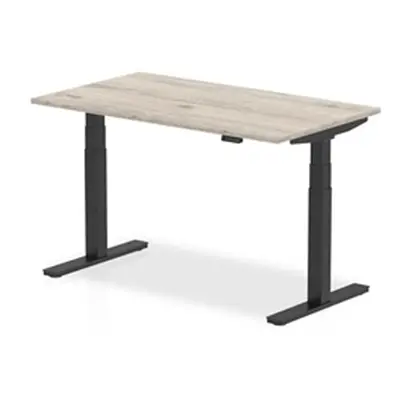 Air 1400 x 800mm Height Adjustable Desk Grey Oak Top Black Leg